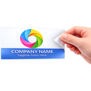 A 0.5x1 rectangular car windshield static cling with a custom business logo