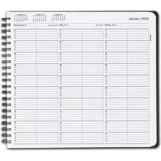 TimeScan TIME21 2-column wirebound appointment book showing 15-minute scheduling intervals from 7AM to 5PM.