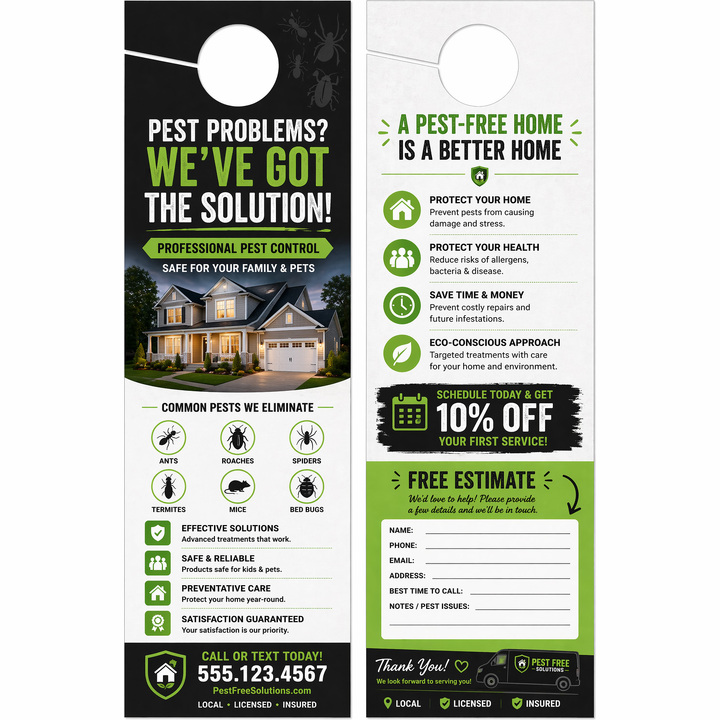 Design your door hangers online in minutes. Perfect for lawn mowing service companies.