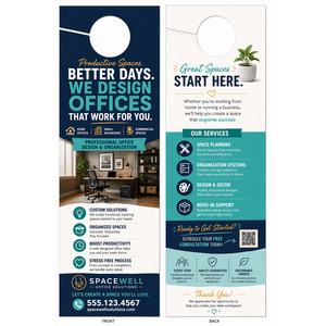 Design your door hangers online in minutes. Perfect when durable plastic is required.