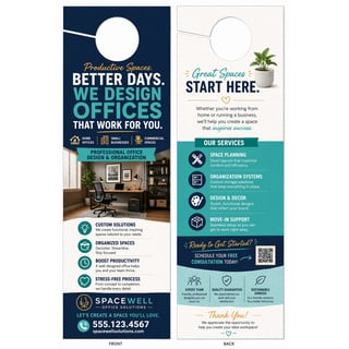Design your door hangers online in minutes. Perfect when durable plastic is required.