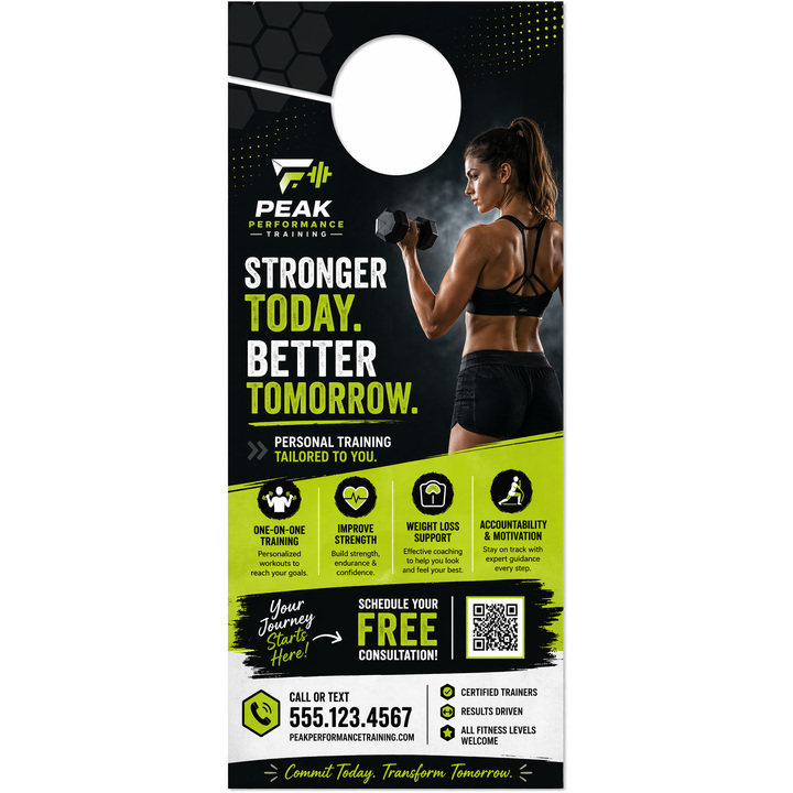 Design durable business door hangers online in minutes for full color printing
