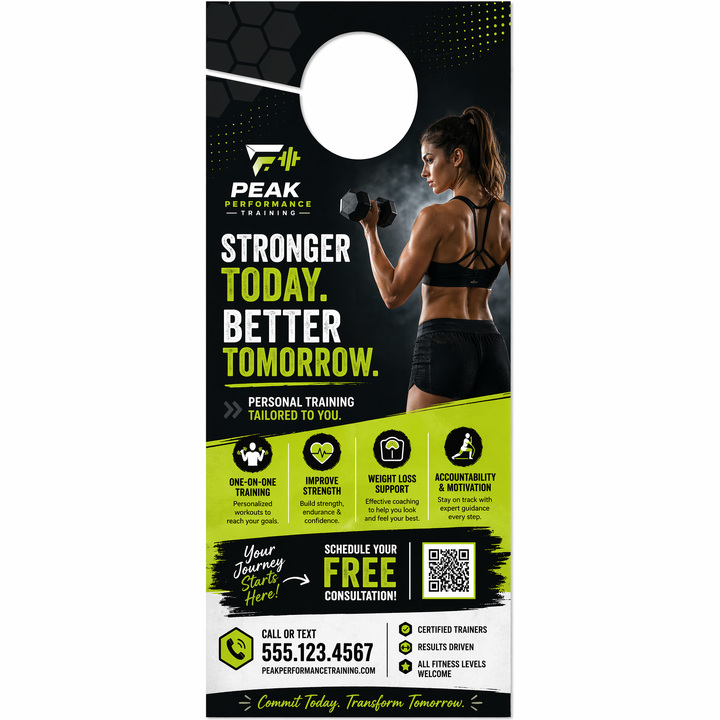 Design durable business door hangers online in minutes for full color printing