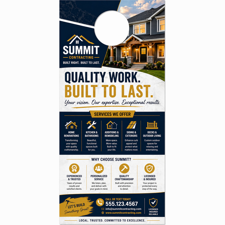 Design your one-sided door hanger online in minutes.