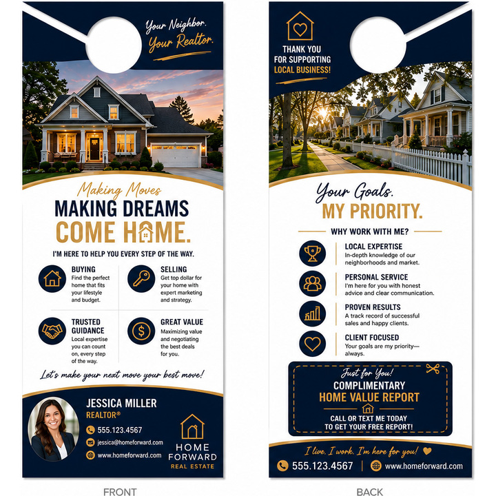 Design your real estate business door hangers online in minutes.