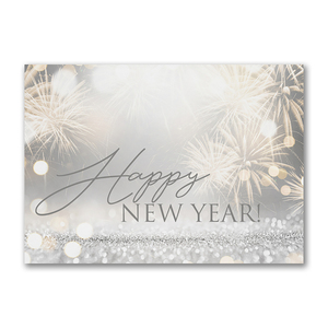 Greeting cards celebrating the New Year with festive sparkle design