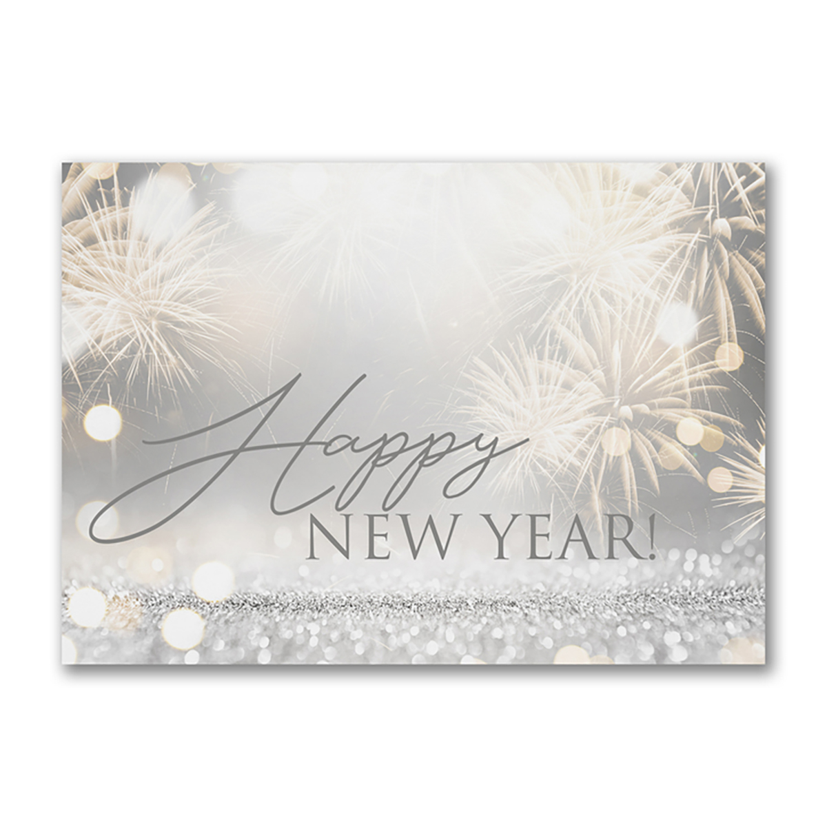 Greeting cards celebrating the New Year with festive sparkle design