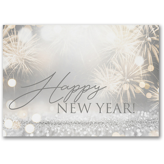 Greeting cards celebrating the New Year with festive sparkle design