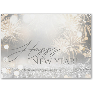 Greeting cards celebrating the New Year with festive sparkle design