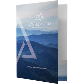 Semi-gloss full color 2 pocket presentation folder for professional marketing materials, proposals, and corporate presentations