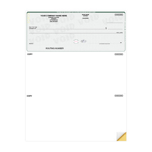 QuickBooks compatible top business checks with unlined section and laser printer format for accounting and payroll processing
