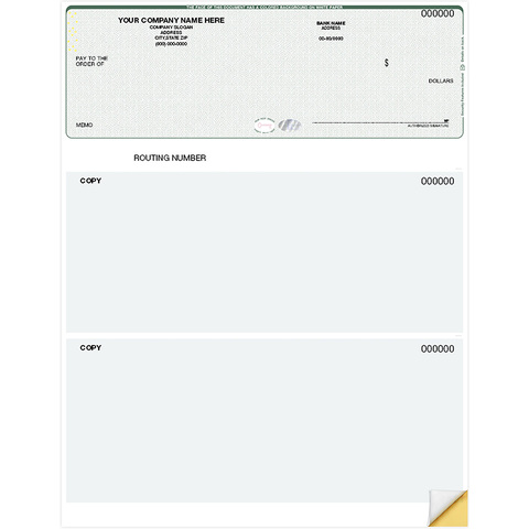 QuickBooks compatible top business checks with hologram security feature and unlined section for secure payment processing