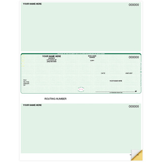 Sage compatible middle business checks with top and bottom voucher sections for payroll and accounts payable
