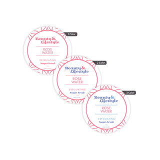 Custom 3.5-inch round labels available in one-color, two-color, and three-color printing for product packaging, branding, and promotional applications