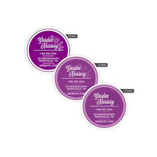 Custom 3-inch round labels available in one-color, two-color, and three-color printing for product labeling, branding, packaging, and promotional use