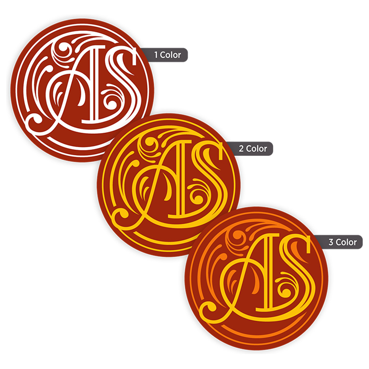 Custom 2-inch round labels available in one-color, two-color, and three-color printing for logos, product branding, packaging, and promotional applications
