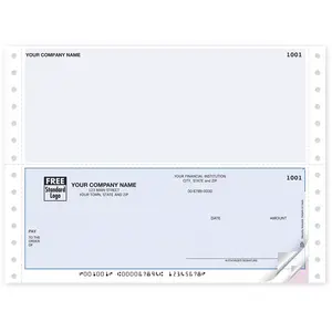 Continuous bottom multi-purpose business checks compatible with Sage, Microsoft Dynamics GP, Deltek, Open Systems, and other accounting software