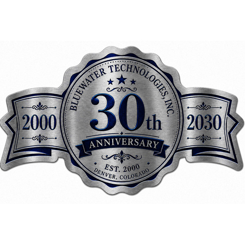 Custom foil embossed anniversary seals and labels with metallic foil accents and raised embossing for celebrating company milestones, anniversaries, awards, and commemorative events