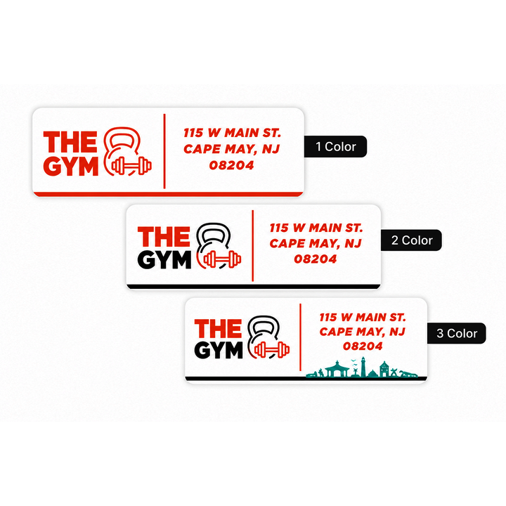1" x 2 1/2" custom rectangle labels available in one, two, or three colors for product packaging, bottles, jars, retail branding, inventory labeling, and promotional applications