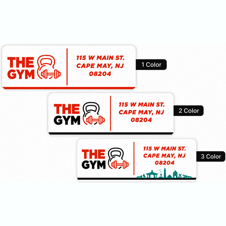 1" x 2 1/2" custom rectangle labels available in one, two, or three colors for product packaging, bottles, jars, retail branding, inventory labeling, and promotional applications