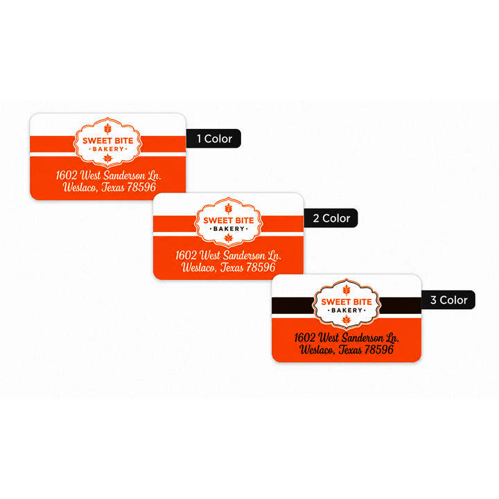 1" x 1 1/2" custom rectangle labels available in one, two, or three colors for product packaging, retail branding, promotional labeling, and inventory identification
