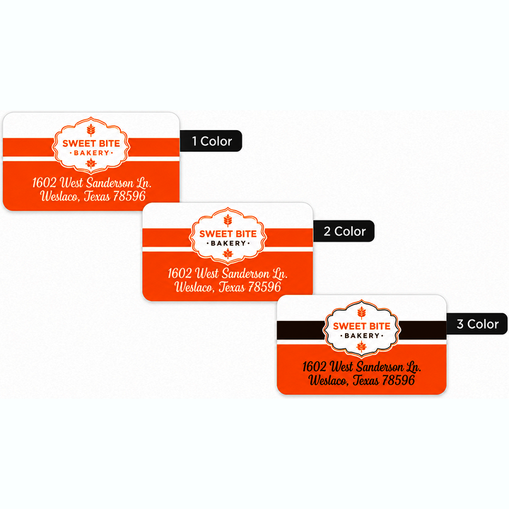 1" x 1 1/2" custom rectangle labels available in one, two, or three colors for product packaging, retail branding, promotional labeling, and inventory identification