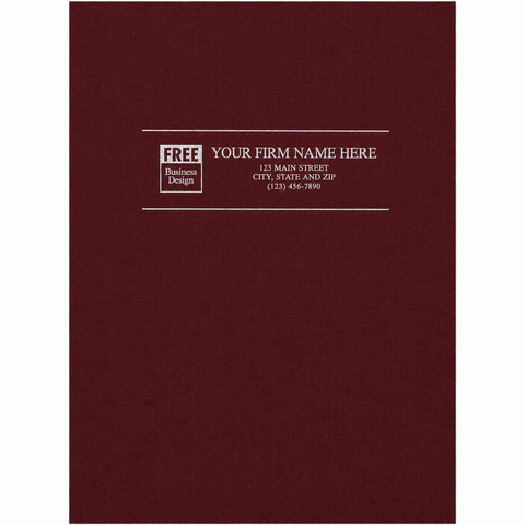 Linen Pocket Folders - Burgundy