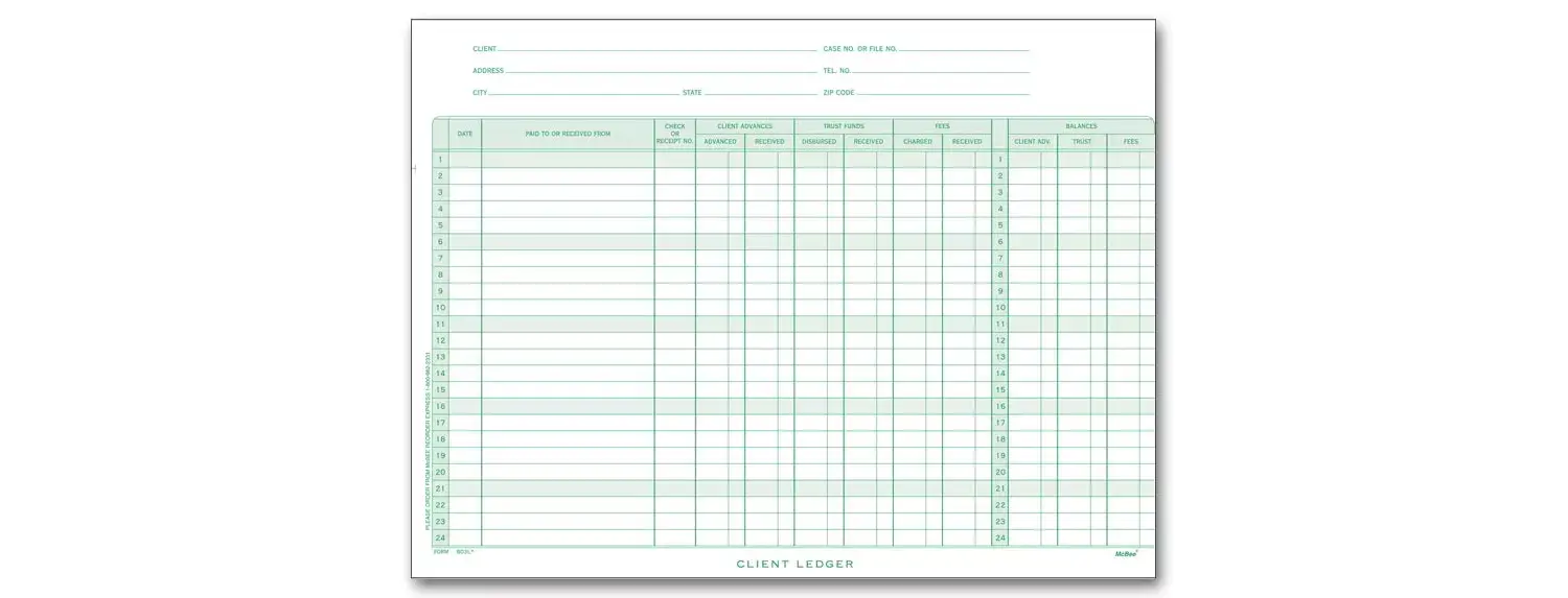Legal Client Deckled Ledgers for CPAs and Business