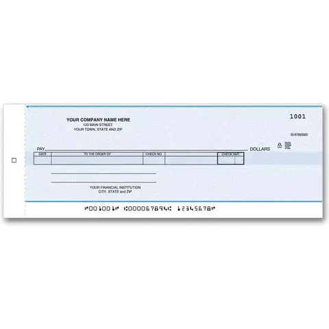 Cash Disbursement One Write Center Business Checks with Carbon Strip