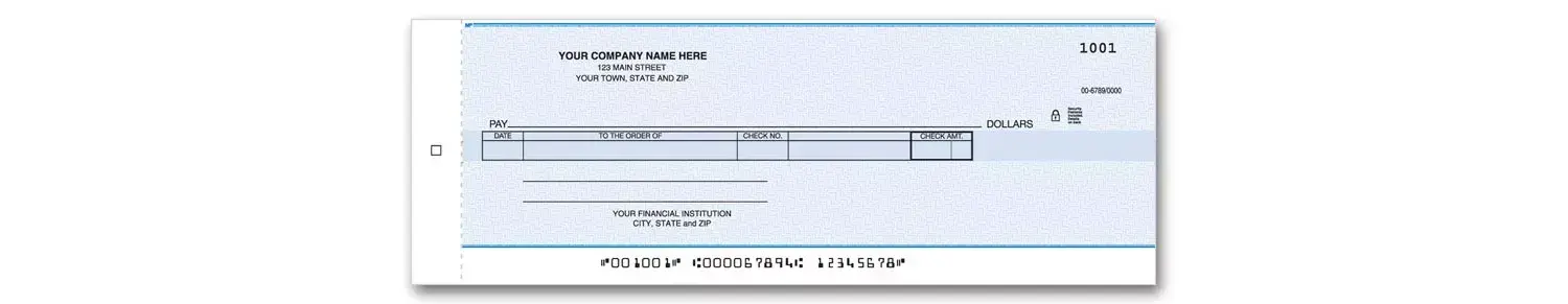 Cash Disbursement One Write Center Business Checks with Carbon Strip