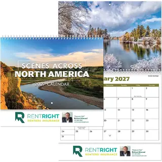 Scenes Across America wall calendar featuring picturesque landscapes from across the United States