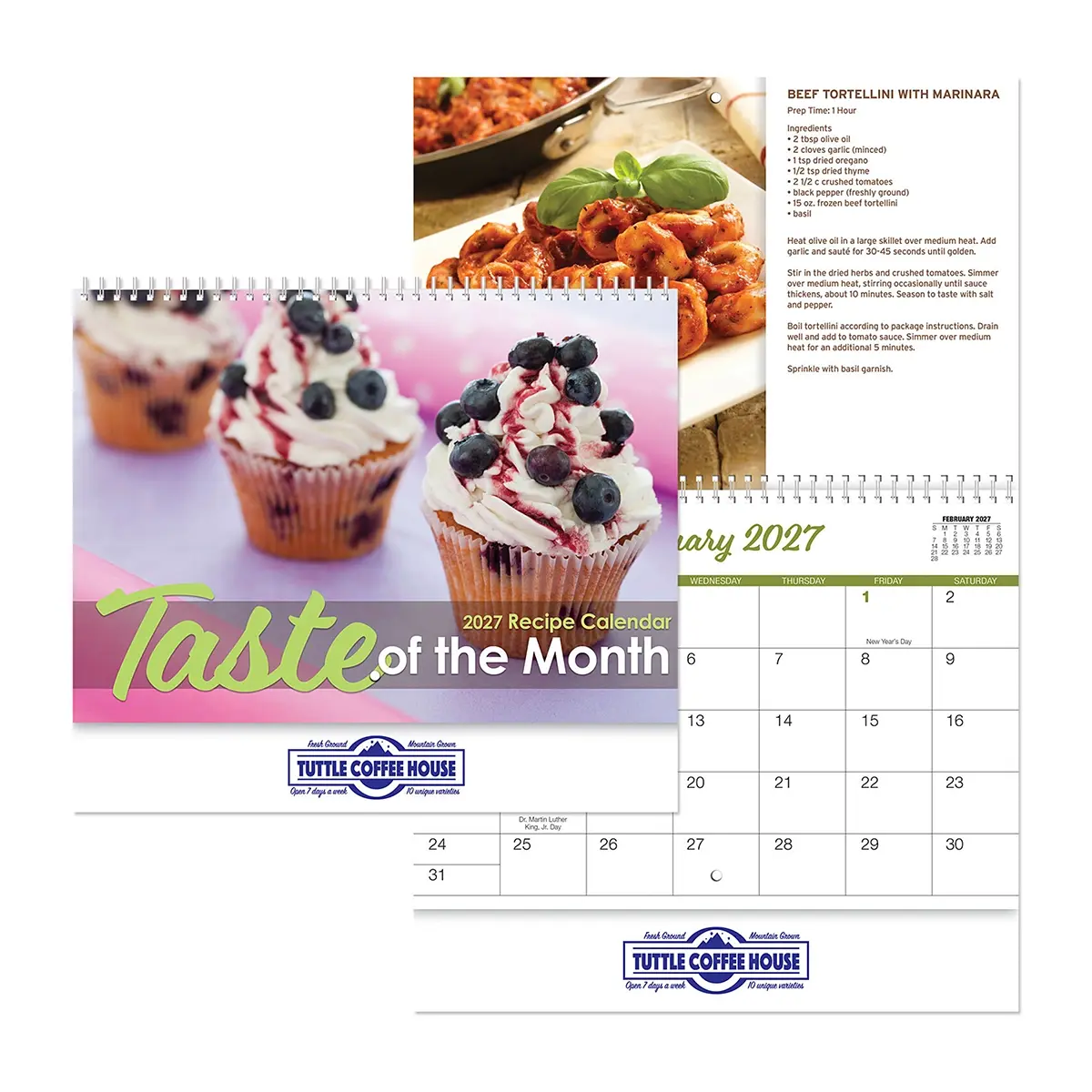 Taste of the Month wall calendar featuring gourmet food photography and recipes