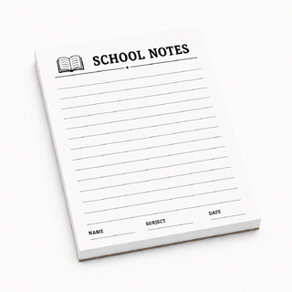 Custom 4.25x5.5 memo pads printed on white or colored 60 lb text paper