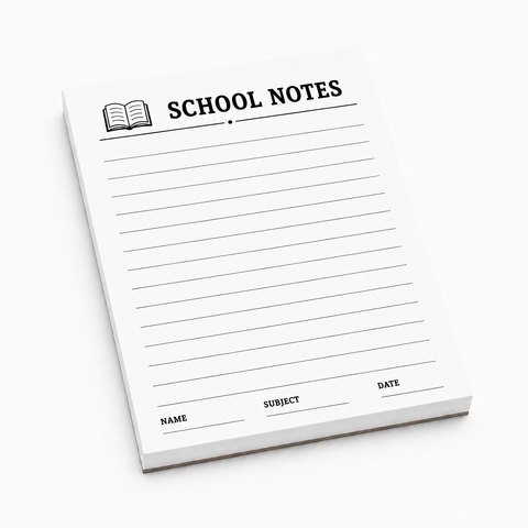 Custom 4.25x5.5 memo pads printed on white or colored 60 lb text paper