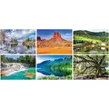 Open monthly calendar spread showcasing monthly scenic U.S. landscapes