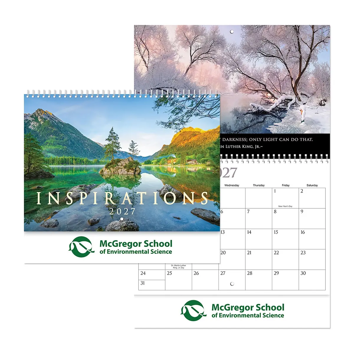 Custom printed inspirational-themed spiral wall calendars