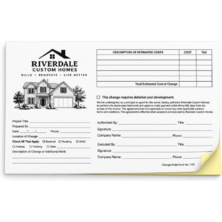 5.5" x 8.5" custom glued-edge 2-part NCR business forms printed in black ink