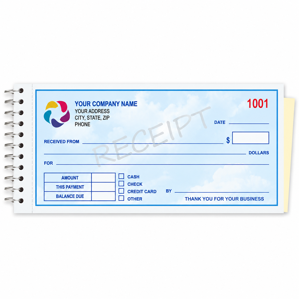 Custom Receipts - Full Color- Spiral Bound