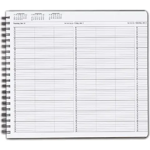 TimeScan 3-column wirebound appointment book with 10-minute intervals from 8am to 6pm