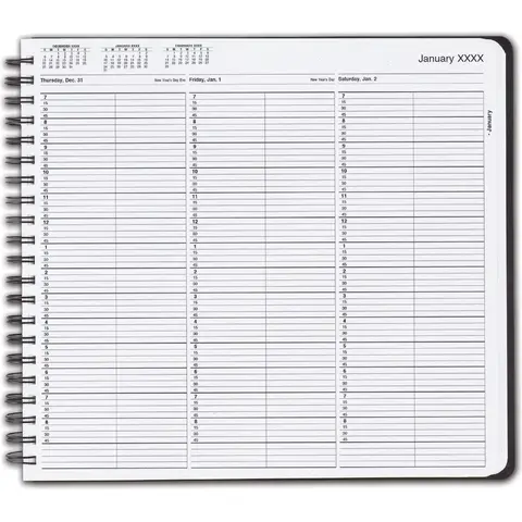 TimeScan 2-column wirebound appointment book with 15-minute intervals from 7am to 9pm
