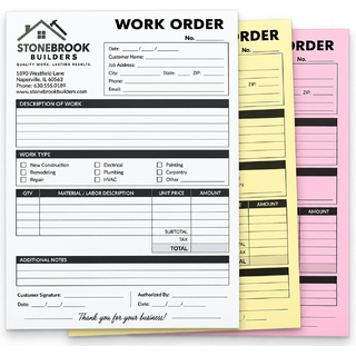 3-part vertical custom glued-edge form measuring 8.5 x 7 inches printed in black ink