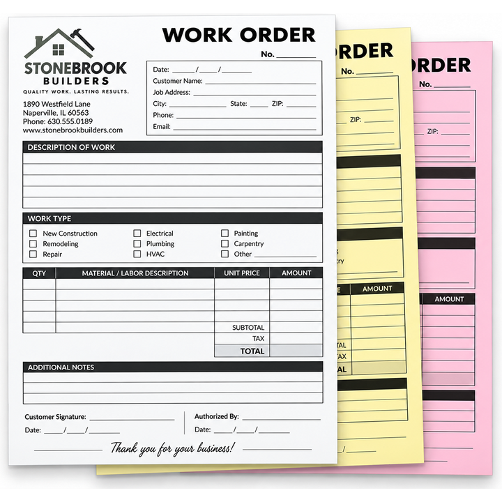 3-part vertical custom glued-edge form measuring 8.5 x 7 inches printed in black ink