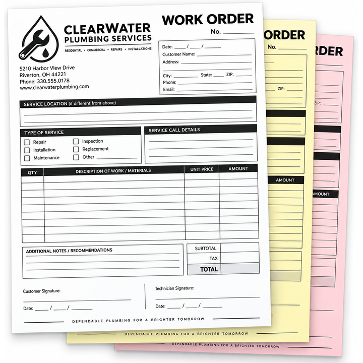 3-part vertical custom glued-edge form measuring 8.5 x 11 inches printed in black ink