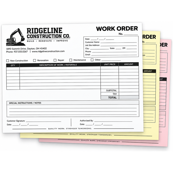 3-part horizontal custom glued-edge form measuring 8.5 x 11 inches printed in black ink