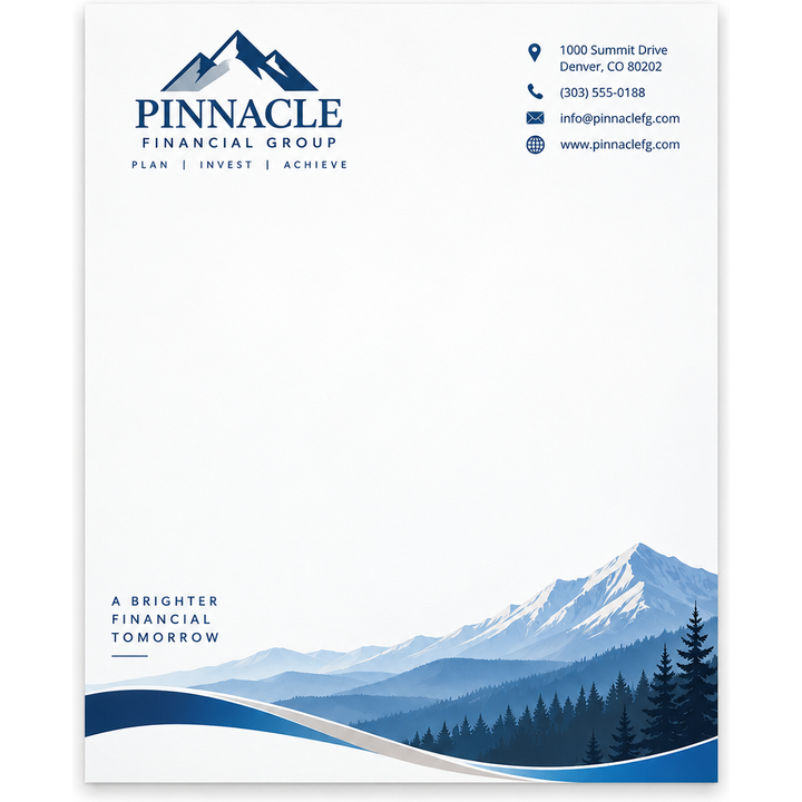 Custom full color linen letterheads featuring company branding and logo.