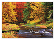 Custom printed Thanksgiving card with beautiful Fall colors against a gentle river stream.