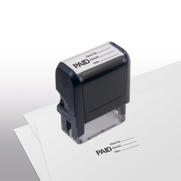 Self-Inking Paid Stamp with three lines.