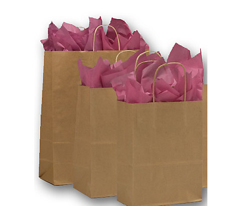 60# natural kraft paper for Cub bags and 65# natural kraft paper for Vogue and Queen bags.