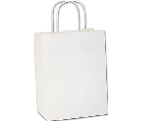 Coordinate this white bag with solid colored tissue paper to add a touch of elegance.