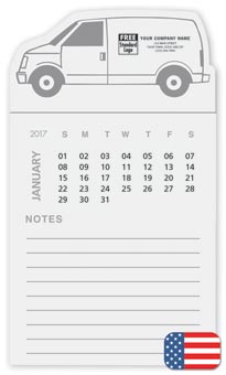2017 BIC magnetic calendars with notepad under van design.